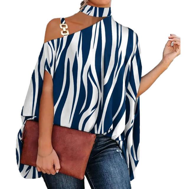 Blusa Feminina Gola Alta e Ombro Aberto - Brenda