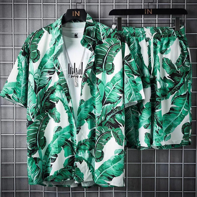 Conjunto Havaiano Camisa + Shorts Masculino