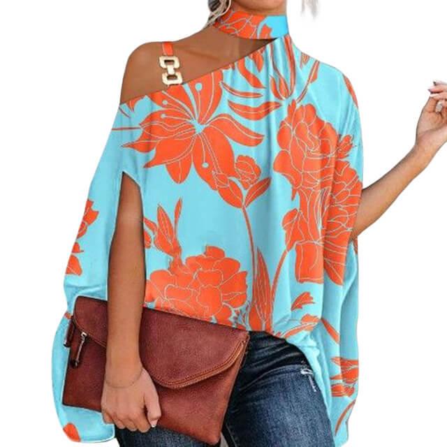 Blusa Feminina Gola Alta e Ombro Aberto - Brenda