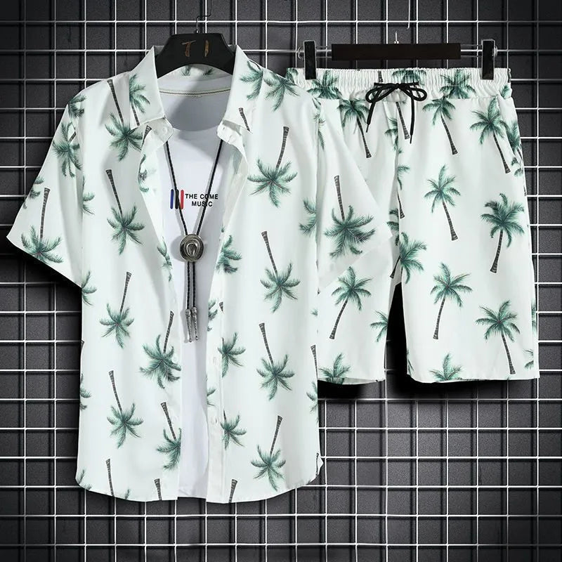 Conjunto Havaiano Camisa + Shorts Masculino