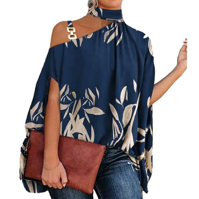 Blusa Feminina Gola Alta e Ombro Aberto - Brenda