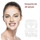 Close-up dos Adesivos SkinRenew™, mostrando sua textura de silicone flexível e confortável para a pele.