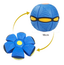 Transformação do brinquedo de disco para bola em poucos segundos. Medida do diâmetro quando na função bola é aproximada de 18 cm.