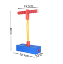 Pula pula infantil e suas medidas: Altura 40 cm, comprimento do cabo 19,5 cm, tamanho da base 20,5 cm e largura de 9,5 cm.