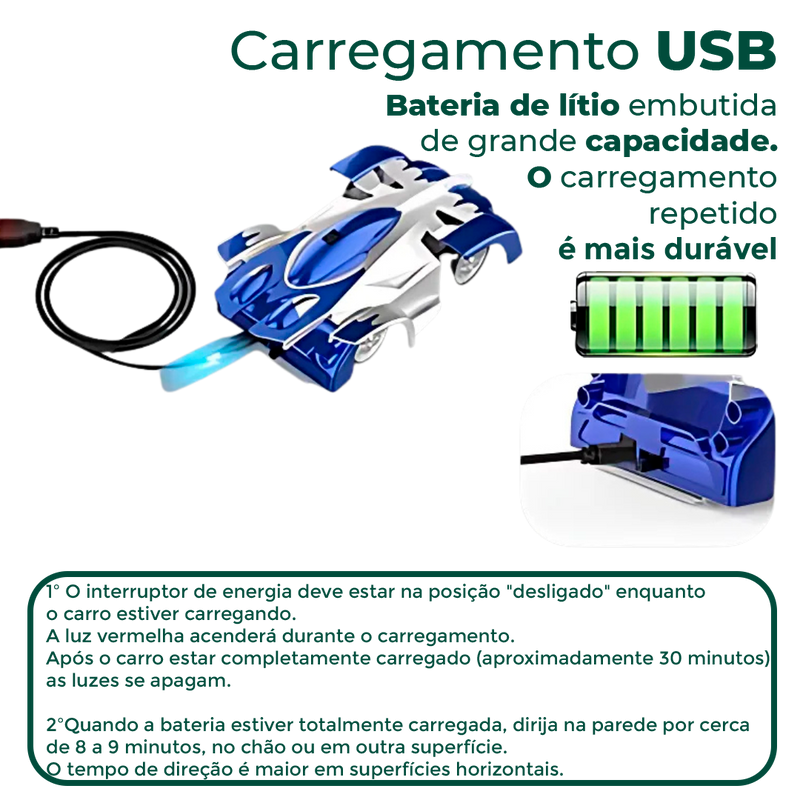 Carrinho de Controle Remoto Anti-gravidade - Anda no Teto e na Parede