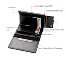 Mostra todos os sete compartimentos e funções da carteira com explicação das funcionalidades.