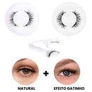 Mostra a aplicação dos cílios naturais e de Efeito Gatinho