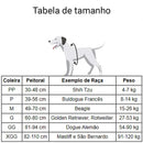 Tabela de tamanhos da Coleira de Peito Térmica Cold Dog para diferentes raças de cães.
