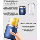 A Separação do copo duplo do corpo, desliga-se automaticamente. A tampa é ajustada com indução magnética. E só pode ser iniciada a operação quando alinhada com o cartão. Quando a a tampa é aberta, a energia será cortada automaticamente para evitar riscos potenciais de segurança causados por uso incorreto
Inicio com um click. Interruptor de travamento automático com botão de pressão, clique em iniciar e clique em parar, operação simples