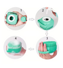 Reduza o estresse do banho com massagem relaxante e sensação agradável. Em quatro passos a escova está pronta para o banho.