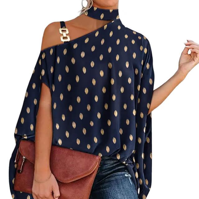 Blusa Feminina Gola Alta e Ombro Aberto - Brenda