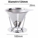 Filtro-coador de café inoxidável reutilizável - tamanho grande, diâmetro 124 mm.