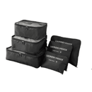 Kit Organizador de Malas para Viagem com 6 peças para manter tudo arrumado. Cor preta.