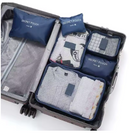 Kit Organizador de Malas para Viagem dobrável e fácil de armazenar quando não está em uso. Cor azul.