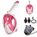 Sistema de ventilação a seco da máscara que evita a entrada de água. Cor rosa com branco.