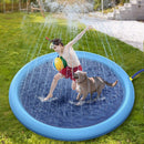 Cachorro e criança se divertindo nos esguichos da Piscina Inflável para Pets, garantindo bem-estar e atividade física.