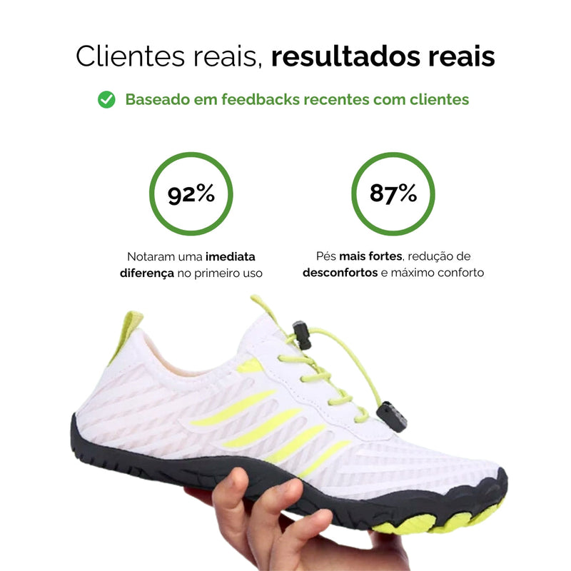 Em pesquisa com clientes, 92 por cento  sente ação imediata no primeiro uso. 87 por cento sentem-se os pés mais fortes e redução de desconforto.