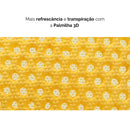 A malha do tecido usada na confecção do sapato, propicia mais refrescância e transpiração com a palmilha 3D.