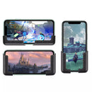 Suporte para celular com design que permite carregar o aparelho com segurança, sem risco de quedas e em várias posições, tanto na horizontal como na vertical.