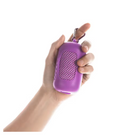 para ideia do tamanho que cabe na palma da mão cor roxa